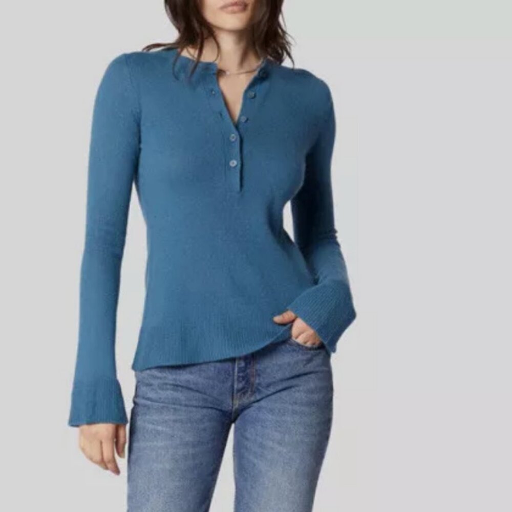 Equipment Femme Women’s Cashmere Sweater Smithe 3/4 Button Size XL